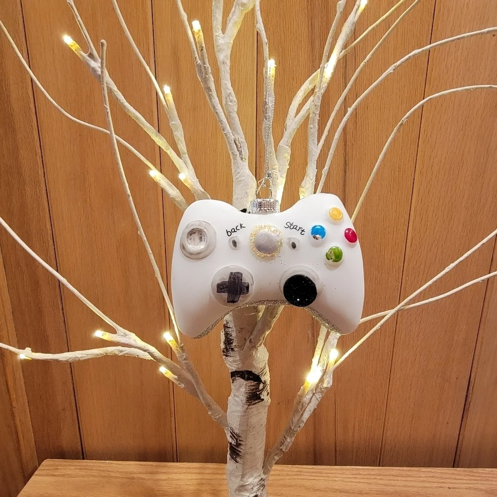 Christmas by Krebs White and Black Video Glass Game Controller Ornament